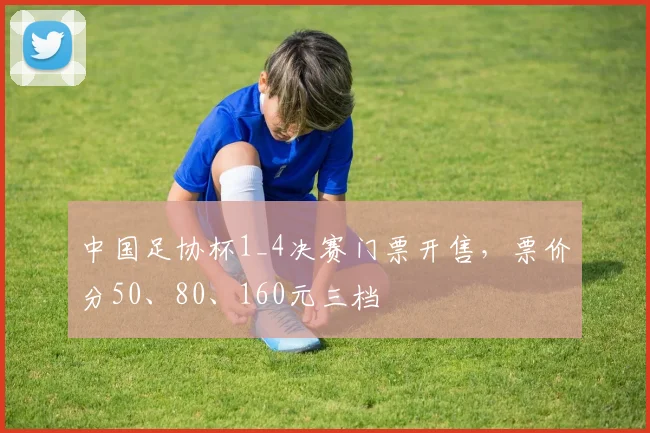 中国足协杯1_4决赛门票开售，票价分50、80、160元三档